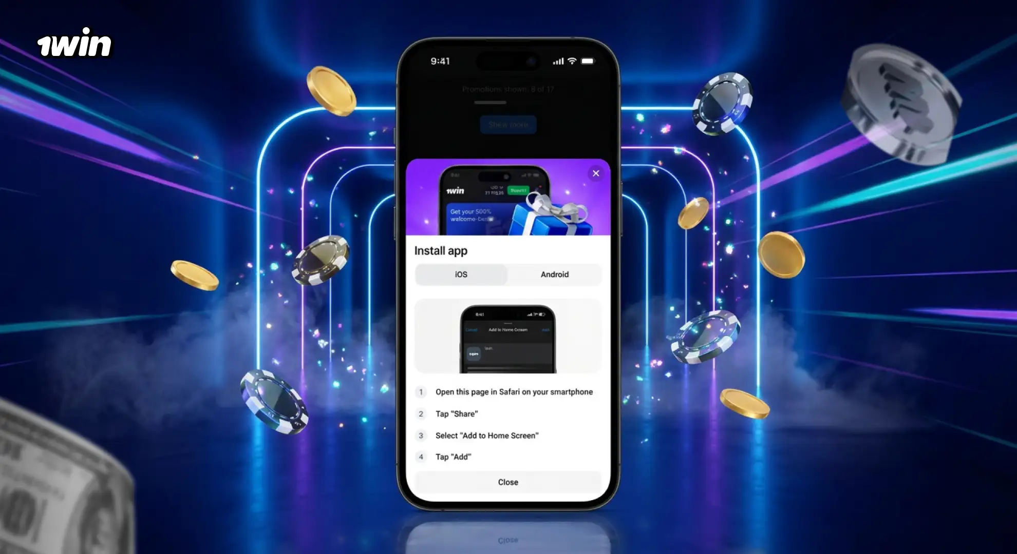 App de 1win para Android, iOS, Windows y macOS